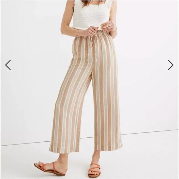 MADEWELL Smocked Huston Pull On Linen Boho Pants XS - Picture 1 of 8